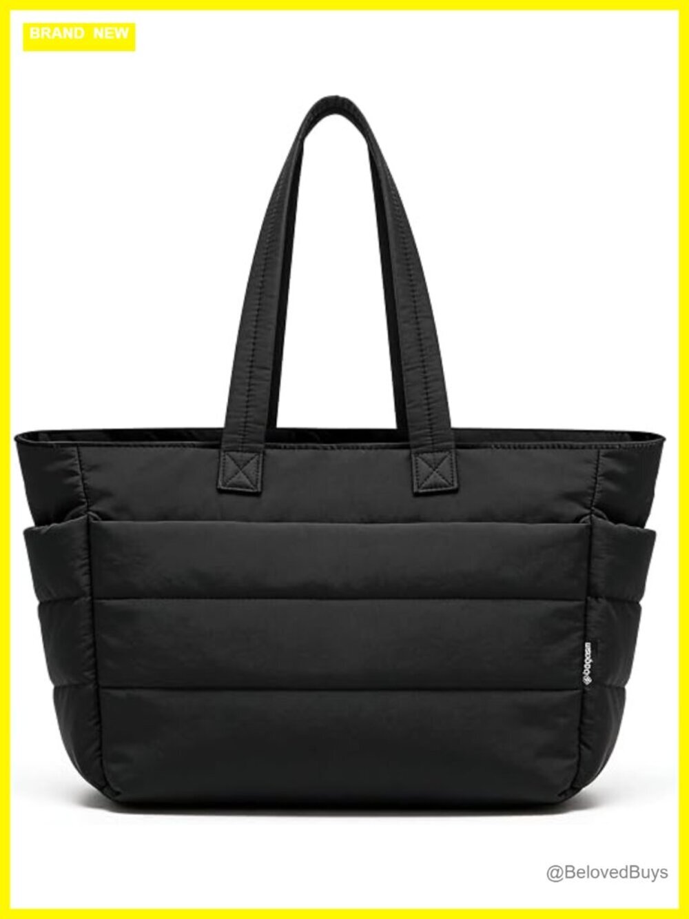 Puffy Quilted Tote Bag with Compartments, Lightweight Travel Work Gym Bag